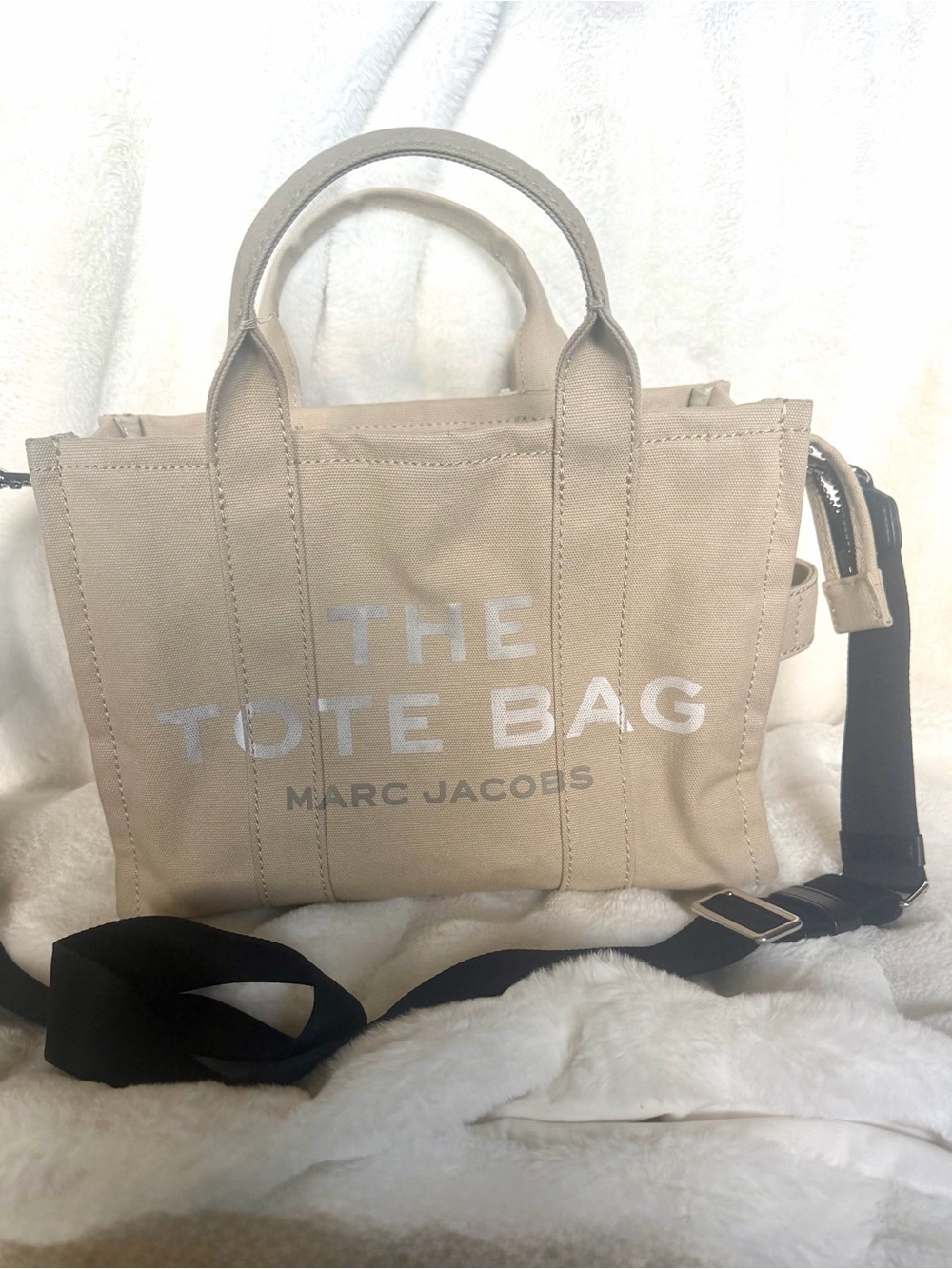 Marc Jacobs Beige Canvas Tote with White Large